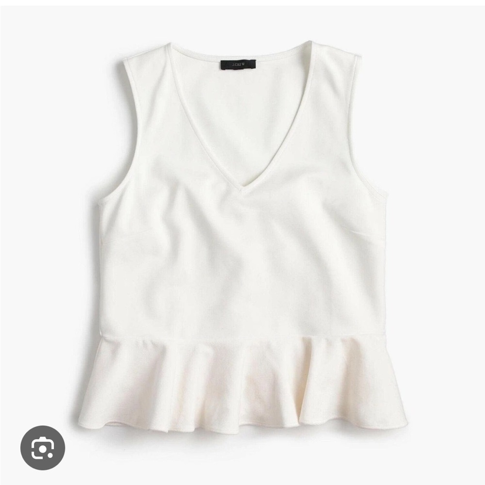 J. Crew White V-Neck Peplum Shell Top